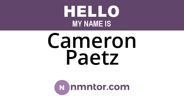 Cameron Paetz