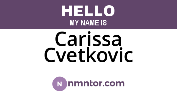 Carissa Cvetkovic