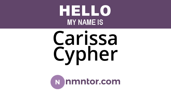 Carissa Cypher