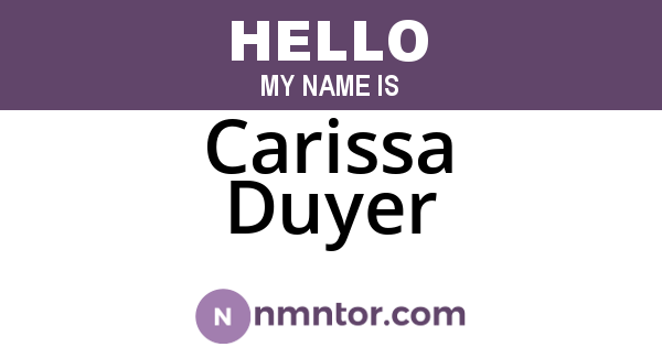 Carissa Duyer