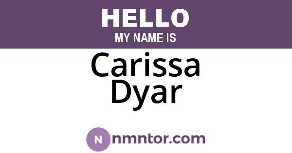 Carissa Dyar
