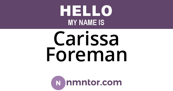Carissa Foreman