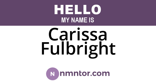 Carissa Fulbright