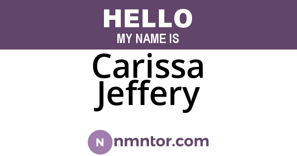 Carissa Jeffery