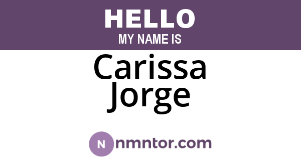 Carissa Jorge