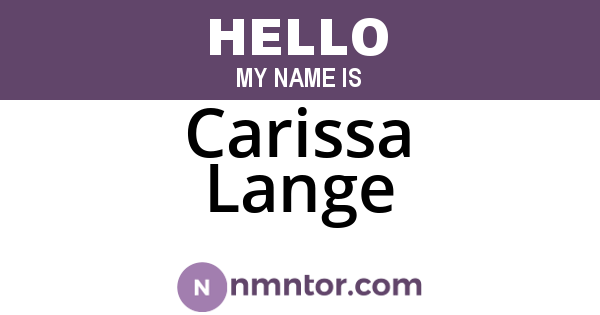 Carissa Lange