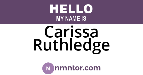 Carissa Ruthledge