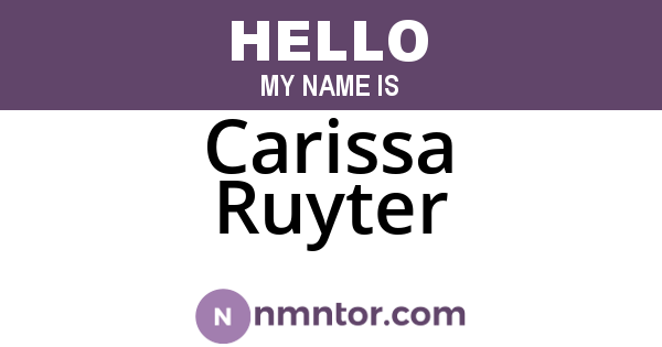Carissa Ruyter