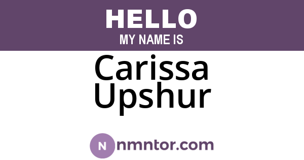 Carissa Upshur