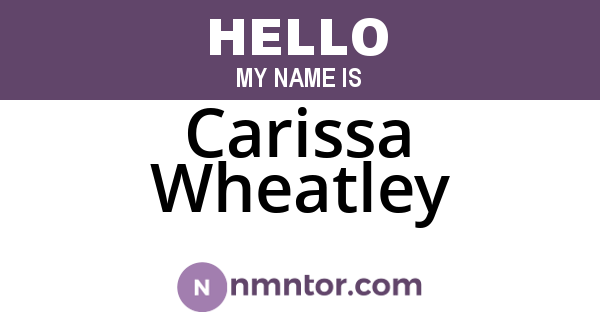 Carissa Wheatley