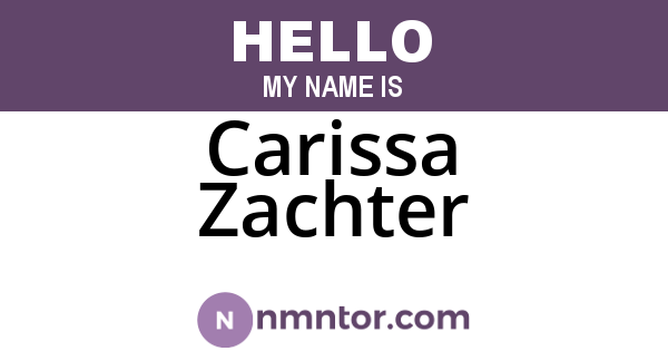 Carissa Zachter