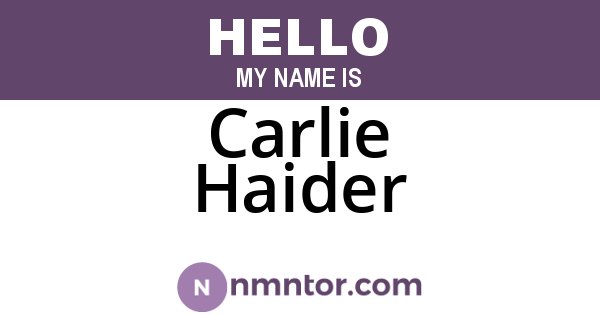 Carlie Haider
