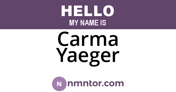 Carma Yaeger