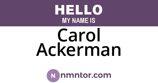 Carol Ackerman