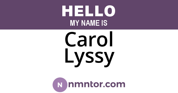 Carol Lyssy