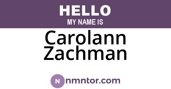 Carolann Zachman