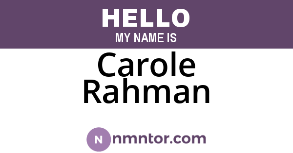 Carole Rahman