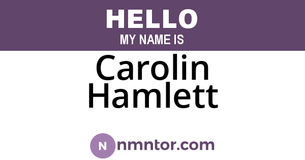 Carolin Hamlett