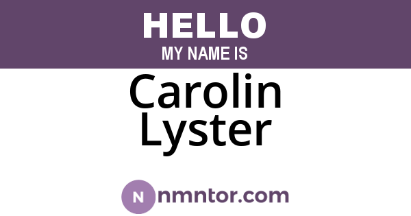 Carolin Lyster