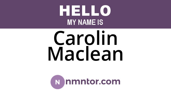 Carolin Maclean