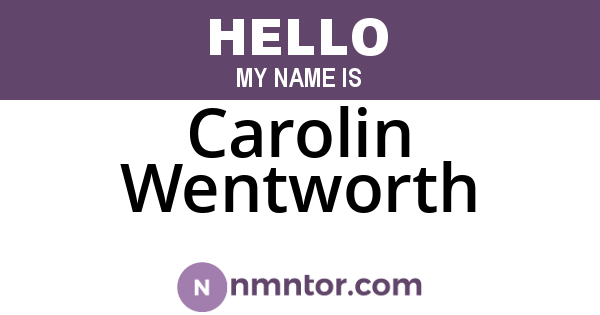 Carolin Wentworth