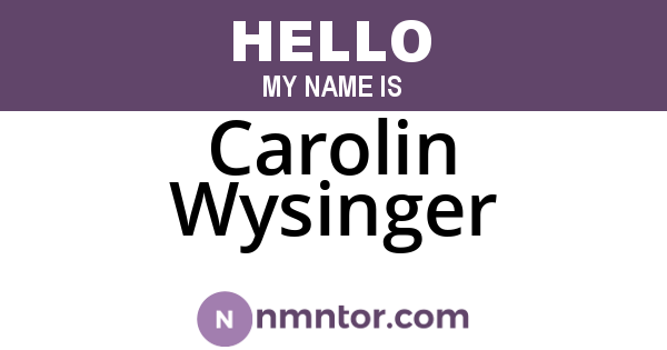 Carolin Wysinger