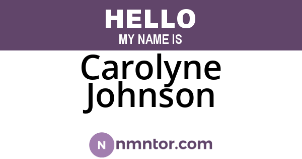 Carolyne Johnson