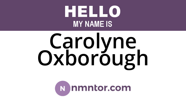 Carolyne Oxborough