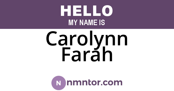 Carolynn Farah