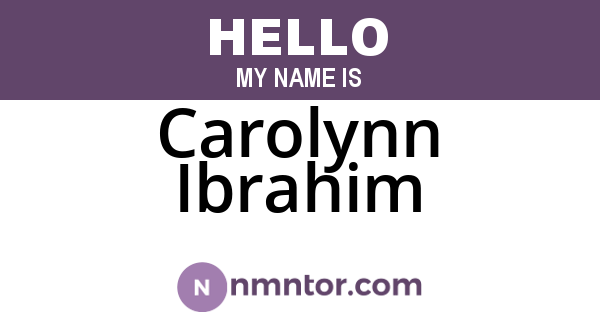 Carolynn Ibrahim
