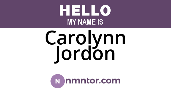 Carolynn Jordon