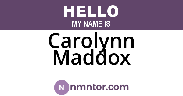 Carolynn Maddox