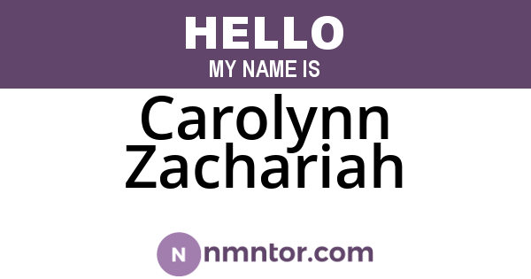 Carolynn Zachariah