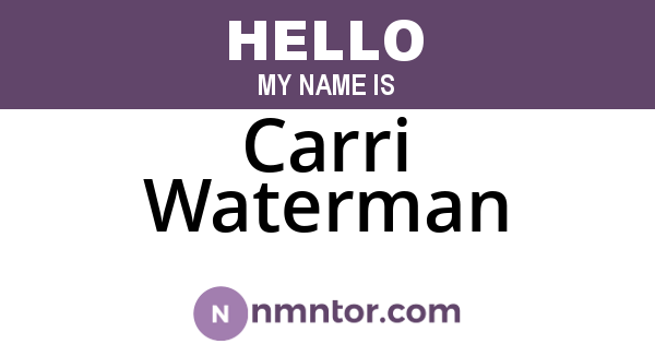Carri Waterman