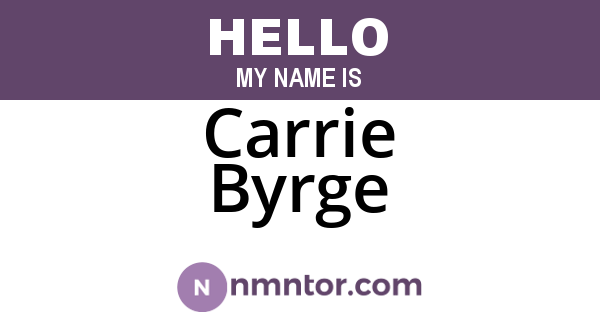 Carrie Byrge