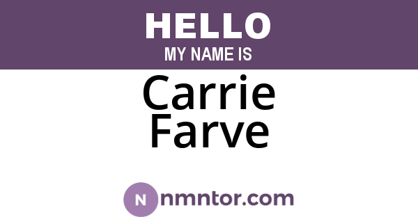 Carrie Farve