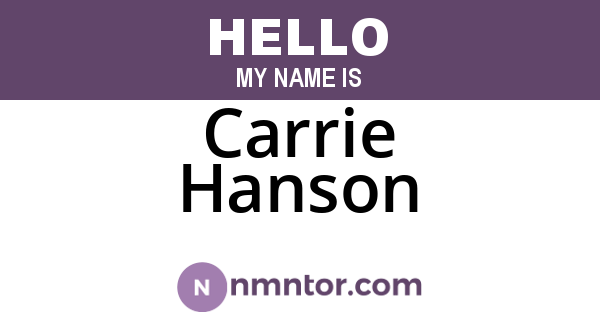 Carrie Hanson