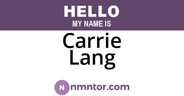 Carrie Lang
