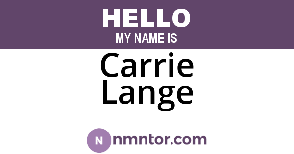 Carrie Lange