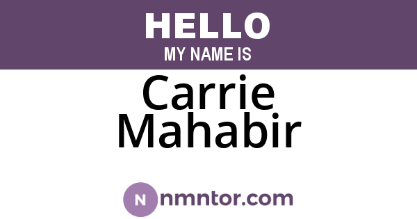 Carrie Mahabir