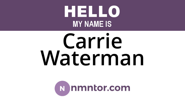 Carrie Waterman
