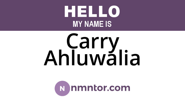 Carry Ahluwalia