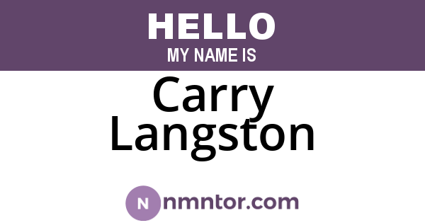Carry Langston
