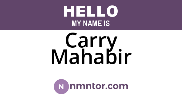 Carry Mahabir