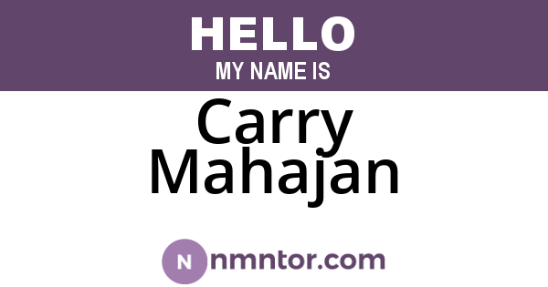 Carry Mahajan