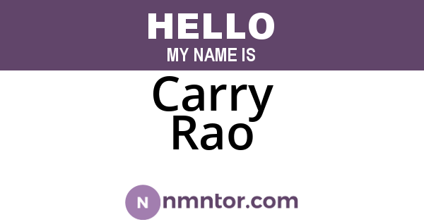 Carry Rao