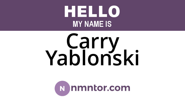 Carry Yablonski