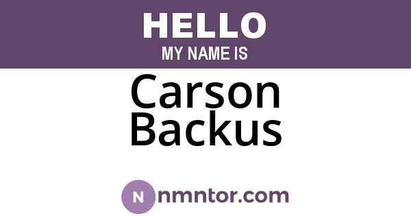 Carson Backus