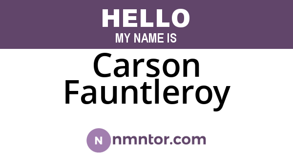 Carson Fauntleroy