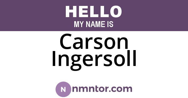 Carson Ingersoll